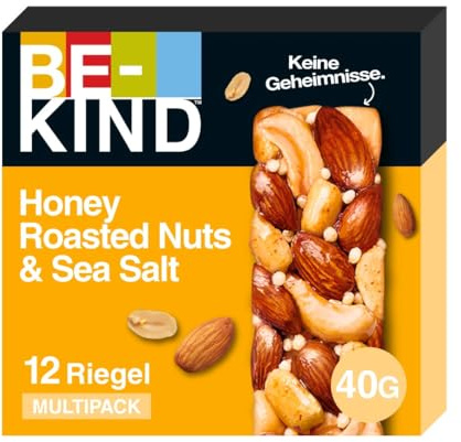 BE-KIND Riegel, glutenfreie Snack-Riegel, Honey Roasted Nuts & Sea Salt, hoher Ballaststoffgehalt, ohne künstliche Farb-, Aroma- oder Konservierungsstoffe, 12 x 40g