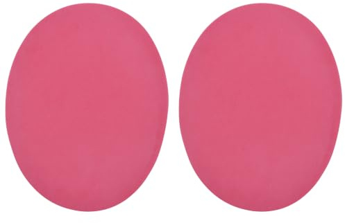 celloexpress Pink Faux Suede Elbow Patches Iron-On (2 Pairs) | 140mm x 110mm Oval Patch for Knees Repair Jacket Jumper DIY Clothing