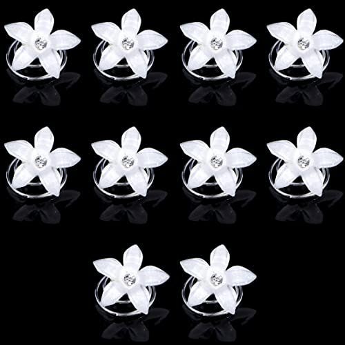 Zeayebsr 10 Haarspiralen mit weißen Blumen, Hochzeitshaarschmuck, Brauthaarspangen