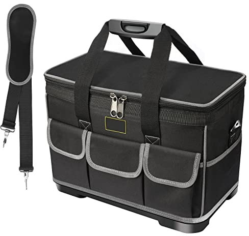 Noosverl Borsa per attrezzi pesanti da elettricista impermeabile e pieghevole, Borsa porta utensili professionale con tasca interna, tracolla regolabile, 40 x 23 x 28 cm…