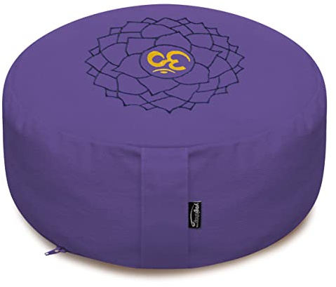 Yogishop Meditationskissen - rund - Chakras - Organic Cotton - ø 36cm x 15cm 36 x 36 x 15 cm, violett