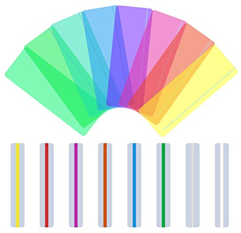 Vicloon Regle de Lecture, 16Pcs Règle de Suivi, Bande de Lecture Guidée Dyslexie Bande de Lectures de Surbrillance Colorée pour Guider les Lecteurs Débutants Etudiants à Lire Indépendamment(C)