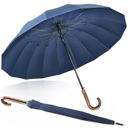 ZOMAKE Großer Regenschirm 55 inch,12 Rippen / 16 Rippen Golfschirm Groß Stabil,Travel Schirm XXL Groß mit Auf-Zu-Automatik für Herren Damen
