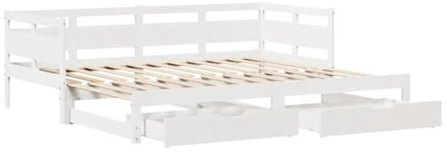 vidaXL Sofá Cama Nido con cajones sin colchón Blanco 90x190 cm