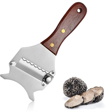 Affetta Tartufi Professionale in Acciaio Inox con Lama Regolabile e Manico in Legno - Per Tartufi Freschi, Cioccolato, Formaggio e Burro - Tagliaverdure di Precisione
