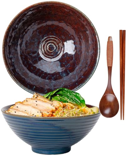 Tazón de cerámica ramen, 1200 ml, juego de tazón de ramen japonés