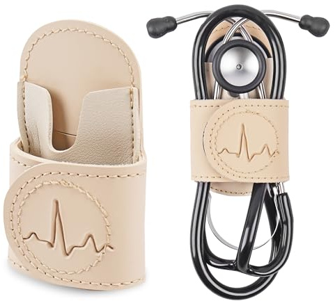 Czzmy Stethoscope Holder Hip Clip.Night Shift Nurse Essentials Organizer,Stethoscope Belt Clip for Scrubs, Nursing Tools Holster Case(1-Apricot)