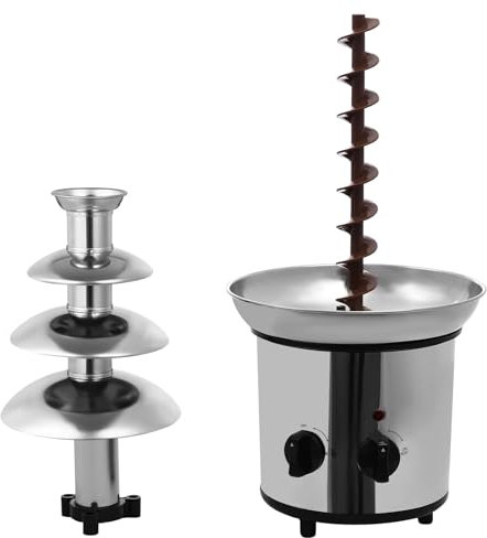 Fuente de chocolate eléctrica de 4 niveles de acero inoxidable, 170 W, fuente de chocolate profesional con función de calefacción y pies antideslizantes, 1,8 l de capacidad para fiestas, bodas, cafés