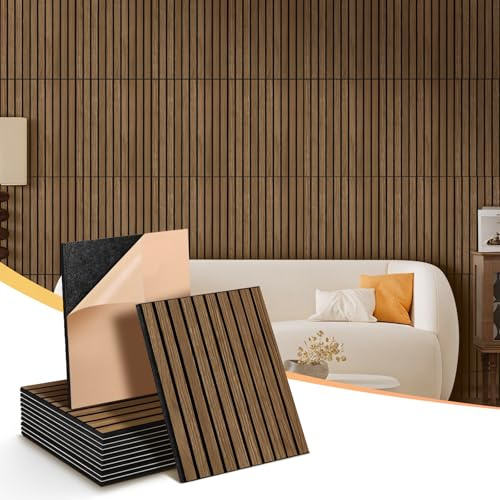 NZQXJXZ Paquete de 12 Paneles de Pared Acústicos de Chapa de Madera, Paneles Acústicos Insonorizados Autoadhesivos para Pared, 40x30x1 cm, Tratamiento Acústico para Hogar, Oficina y Sala de Grabación