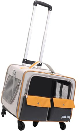 Fzaqwen Sac à roulettes pour Chat, Conteneur de Transport pour Animaux à roulettes, Sac à Dos pour Chien en Oxford, Jaune