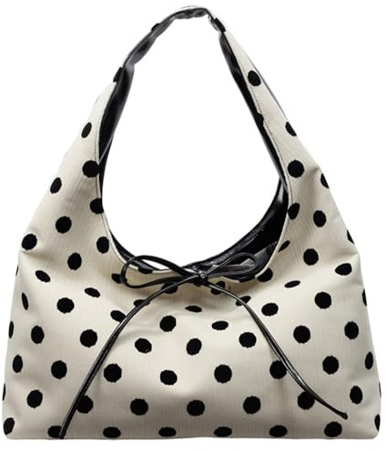 Polka Dot Tote Bag for Women Bow Tie Hobo Bags for Women Slouchy Tote Purse Large Shoulder Handbag Satchel for Travel Work