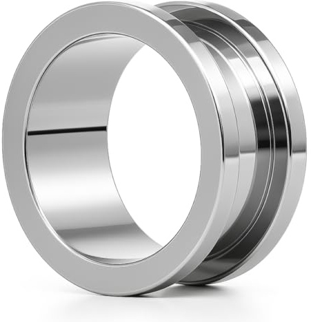 PIERCINGO® TITAN G23 Flesh-Tunnel PREMIUM TITANIUM Grad 23 Ohrtunnel Tunnel-Piercing 1.2mm–32mm Ohr-Stecker Plug Double-Flared Schraub-Gewinde ASTM F136 Silber Poliert (5mm)