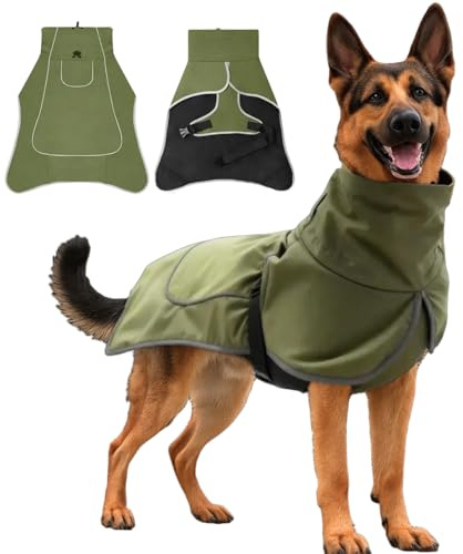 OCSOSO Chaqueta impermeable para perros, ajustable, para exterior, con cierre de clic, para perros grandes y medianos, con protección contra el viento y el calor, atuendo para perros, Labrador, Husky