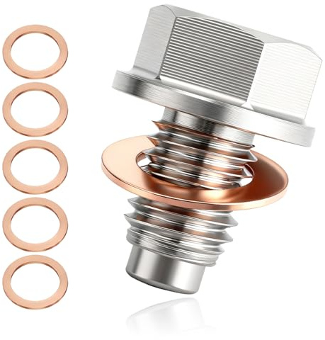 Vite magnetica di scarico dell'olio, con anello di tenuta, dado di scarico dell'olio, in acciaio inox, vite di scarico per auto, moto, barca, ricambio per cambio olio (M12 x 1,25)