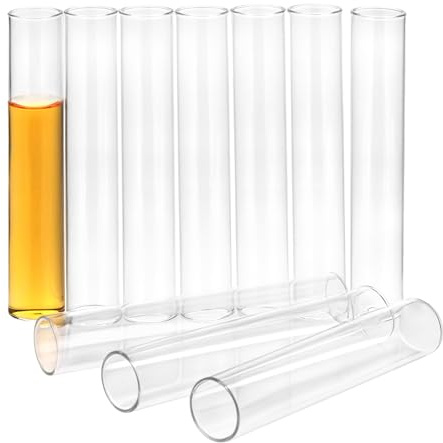 QWORK® 10 pièces de tubes à essai en verre borosilicaté avec fond plat, 11 cm X 2 cm - Meilleure stabilité thermique, inertie chimique et précision d'observation