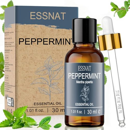 ESSNAT Aceite de menta piperita 30 ml - Aceite esencial 100% natural, Mentha piperita, apto para difusores de aromaterapia, ideal para aromaterapia, hogar y DIY