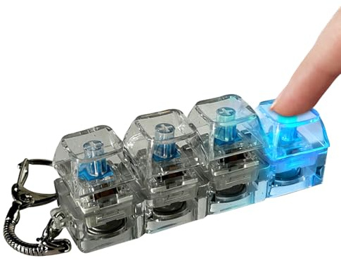Tangentbord Clicker Fidget Toy, 4-knapps Transparent Colorful Lights Clicker, Söt Fidget Keyring, Funny Clicky Toy, Stress Relief, Focus Enhancer, för vuxna och barn