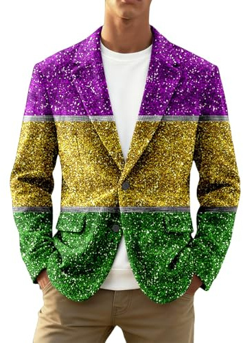 Blazer Uomo Casual Giacca in Corduroy con Paillettes Glitter con Rever Elegante e Taglio Comodo per Feste e Eventi Notturni