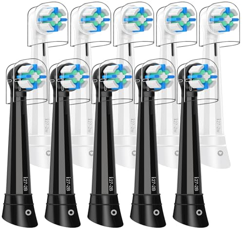 Recambio Cepillos Compatible con Oral B IO 2/3/4/5/6/7/8/9/10, Recambios Compatible con Oral B IO Cepillos Eléctrico, Cuida tus Dientes y Encías (10 Negro/Blanco)