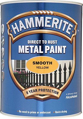 New 2015 Hammerite Smooth Direct To Rust Metal Paint Yellow 5L