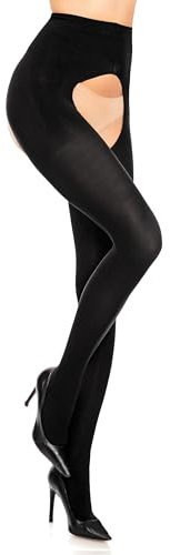 Glamory Damen 60 Ouvert Strumpfhose, 60 DEN, Black, L (44-46)
