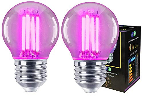 2 x 4w Purple LED Golf Ball Light Bulb E27 Edison Screw Clear Glass G45 Filament