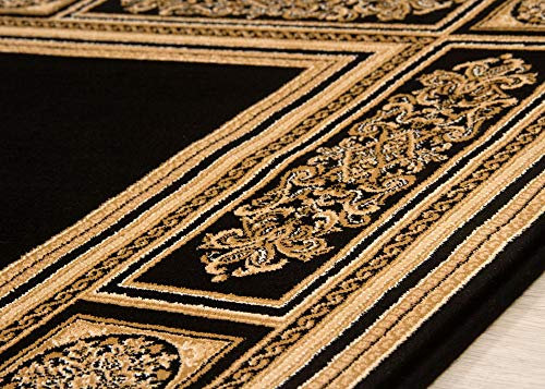 Steffensmeier Wohnzimmerteppich Classical Quality | Wohnzimmer | Beste Qualität | Orientalisch | Schwarz Gold, Größe: 160x230 cm