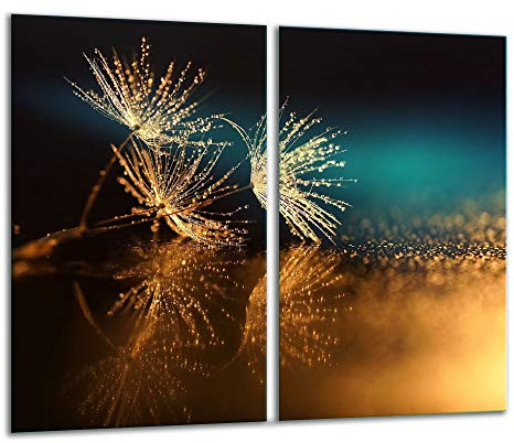 TMK Plaque de protection universelle pour plaque de cuisson 2 x 30 x 52 cm 2 pieces Pour plaques de cuisson Protection contre les éclaboussures Planche a découper en verre trempé Décoration Fleurs
