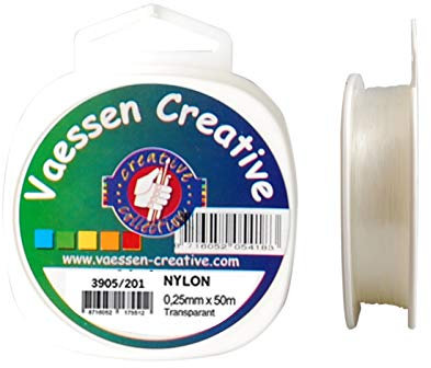 Vaessen Creative Cordoncino in nylon, 0,25 mm, 50 m, trasparente