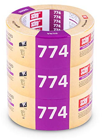 SCLEY 3 Stück Doppelseitiges Klebeband, Teppichbänder Breite 50mm, Länge 25m, Universalklebeband Serie *774*, Gelbe Montageband, Verlegeband für Beläge Fußbodenheizung etc., A0313-742552