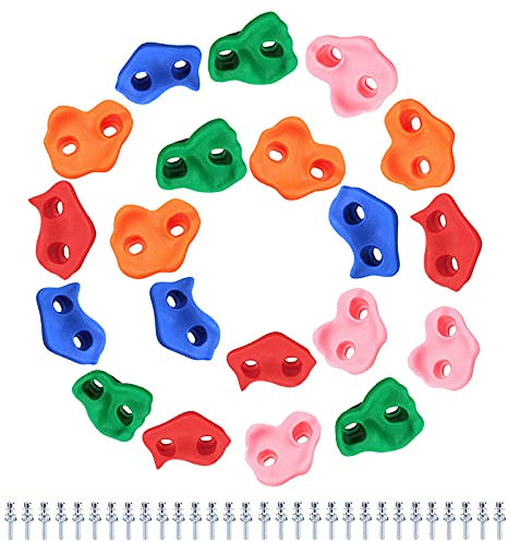 Kinder Klettergriffe Klettersteine 20PCS Kletterwand Outdoor Klettersteine Kinder Indoor Klettersteine für Kletterwand Kinder Outdoor Mehrfarbige Kletterwand Griffe Inklusive Befestigungsmaterial