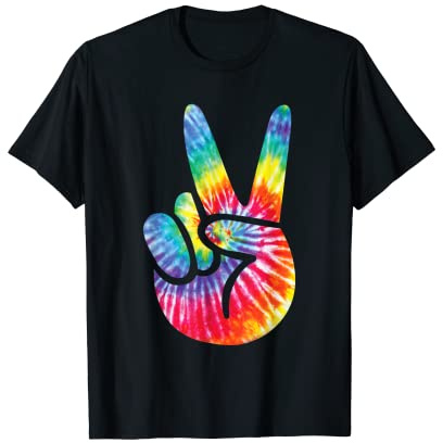 Cool Peace Hand Tie Dye T-Shirt for Boys and Girls Hippie T-Shirt