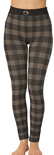 BeGood - Legging Donna Principe di Galles. SuperSlim Pancia Piatta. In Tessuto Funzionale Tonificante, Drenante, Idratante, Anticellulite