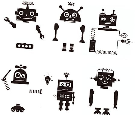 ibasenice 6stücke Schalter Aufkleber Roboteraufkleber Aufkleber Kreativer Wandaufkleber Abnehmbarer Roboter Für Wanddekoration Gemischter Stil
