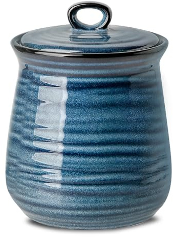 HASENSE Ceramic Food Storage Jar with Airtight Seal Lid, 35 Ounce Kitchen Canister Container for Cookie, Ground Coffee, Pasta, Cereal, Flour, Sugar, Rice, Seasoning and Pet Treat, Navy