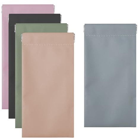 Newpop Etui Lunettes(5Pcs), Souple Étuis et Légère Cuir Portable, Résistant Aux Rayures Étui Sacoche pour Femmes Hommes, Pochette Lunette de Soleil, pour Gadgets, Lentilles, Lunettes de Soleil