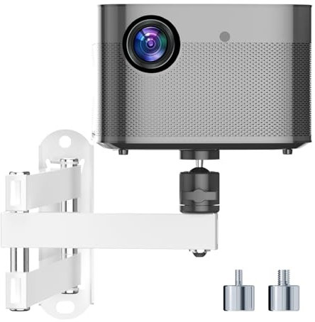 suptek Foldable Projector Wall Mount Universal Adjustable Wall Projector Mount 1/4 M4 M6 Screw Size, White, MA1330YTW