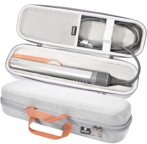 RAIACE Estuche rígido de Transporte Compatible con la Plancha de Pelo Dyson Airstrait, Bolsa de Almacenamiento para Viajes. (Solo se Vende el Estuche) - Gris