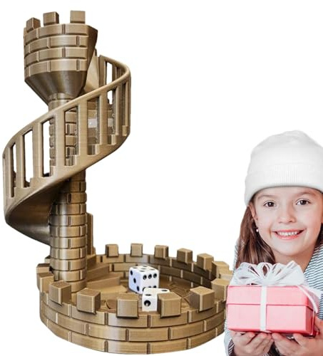 Tour de dés, escalier de château, tour de dés avec plateau pour jeux de rôle, tour de dés de qualité supérieure pour jeux de table, plateau à roulettes, tour, en résine, ornements pour la décoration
