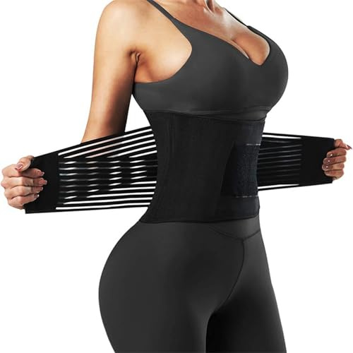 Meichoon Cinturón de Entrenamiento para Cintura, Banda Transpirable para Sudar, Faja para Adelgazar el Vientre, Reductor de Cintura para Pérdida de Peso, Entrenamiento, Gimnasio, Deporte, Negro, S