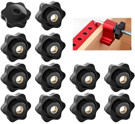 12 Pièces Ecrou À PoignéE En ÉToile M6, Bouton De Serrage M6 32mm ExtéRieur, Filetage Moleté Bouton De Serrage Pour Machines Et ÉQuipements, Meubles, Machines-Outils, Appareils De Fitne