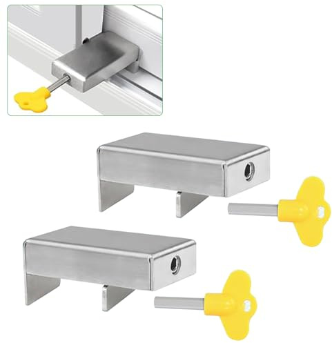 2 Sets Sliding Window Locks, 0.66'' to 1.65'' Adjustable Width Sliding Security Window Lock with Key, Child Proof Windows Stopper Security for Vertical and Horizontal Sliding Windows