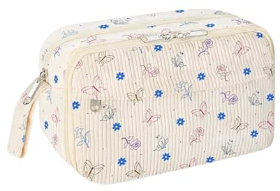 Riaitd Pennfodral, estetisk pennorganisatör, ficka med flera fack, 20 x 14 x 7,31 x 8,5 cm kompakt förvaring för kritor, kontorsmaterial, smink, resor, skola, kontor, och vardag, flerfärgad
