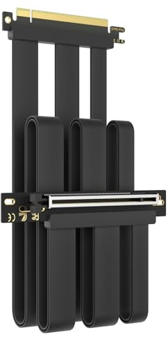 GLOTRENDS 600 mm PCIe 5.0 Riser-kabel för RTX5090 RTX4090 RX9070 RX7900, kompatibel med PCIe 5.0/4.0 GPU:er, 90 graders rät vinkel för vertikal GPU-montering