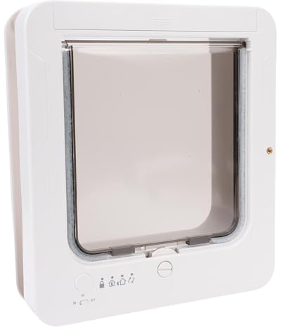 lyrlody Klassische Magnetische Katzenklappe, Intelligente Katzenklappe Elektronische mit Mikrochip-Erkennung und 2-Wege-Eingang, für Haustiere bis 23 cm