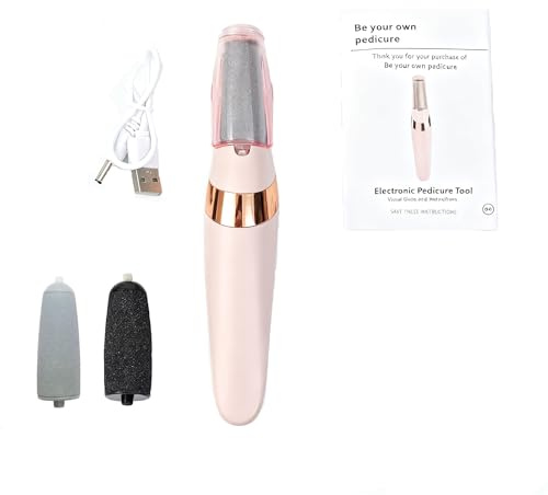 Lija Eléctrica para Pies, Quitacallos Eléctrico Recargable Inalámbrico, Kit Pedicure Elimina Piel Muerta/Seca, Herramienta Cura Pieds (Rosa)