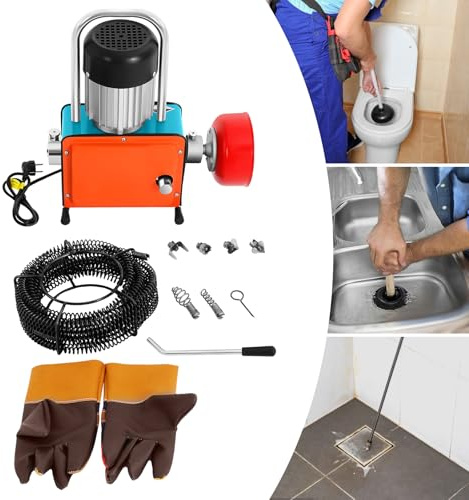 220 V 1 000 W elektrisk rörrengöringsmaskin, elektrisk rörrensare, avloppsrensare, rörrengöringsspiral med 39,4 fot fjäder, rörrengöringsvåg för rörigensättning