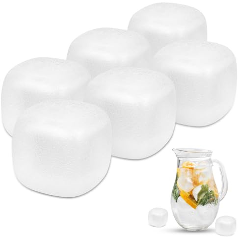 Extra Large Reusable Ice Cubes for Drinks(2” Sq.) - 6 Pack BPA-Free Plastic Ice Cube for Coolers- Chills Drinks Without Diluting Suitable for Large Containers, Water Pitchers