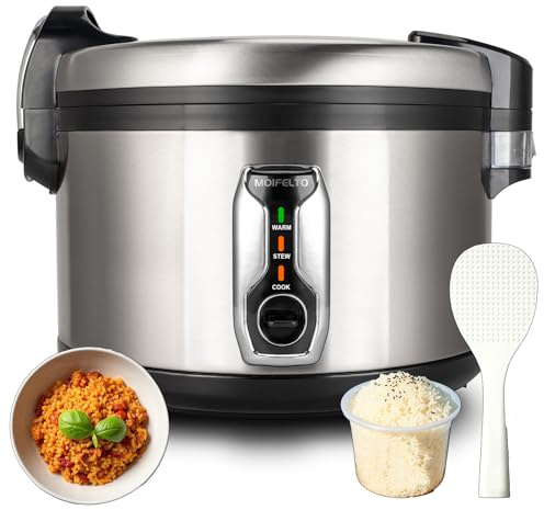 MOIFELTO 16L Commercial rice cooker 90 cups cooked Large Stainless Steel rice Commercial for 65-75 people 1550W Electiric Rice Warmer, with One-Touch Operation | Auto Keep Warm| Non-Stick Inner Pot