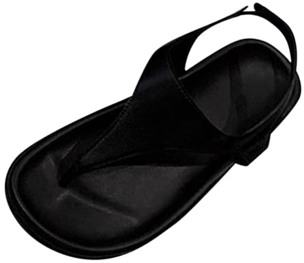 Tåsandaler damer sommar elegant 36–40 eu, platåsandaler bredd H | Damstrandskor PU-läder T-remmar sommarskor mjuk fotbädd sandaletter halkfria sandaler bekväma strandsandaler